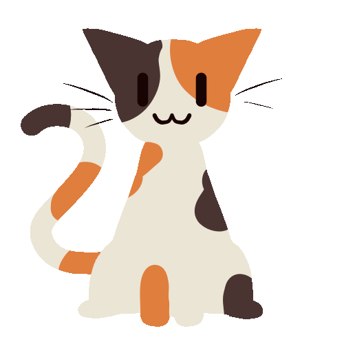 a calico cat animated to blink and flick one ear.